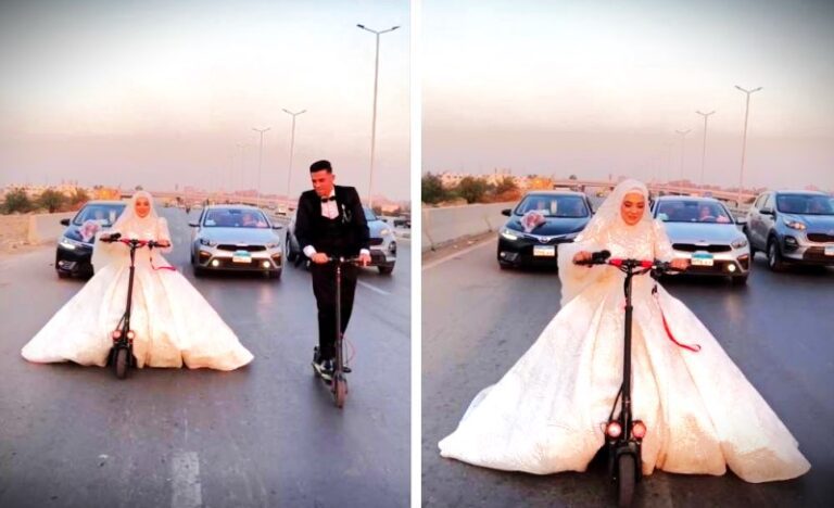 فيديو زفة عروسين عبر السكوتر في مصر